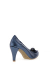 Le Babe Metallic Bow Shimmer Heeled Shoes, Navy Blue