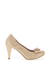Le Babe Cluster Bow Court Shoes, Gold