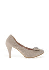 Le Babe Metallic Cluster Bow Heeled Shoes, Beige