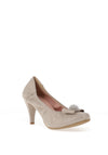 Le Babe Metallic Cluster Bow Heeled Shoes, Beige