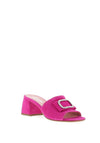 Le Babe Diamante Buckle Heeled Mules, Magenta
