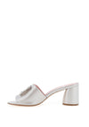Le Babe Diamante Brooch Heeled Mules, Silver