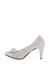 Le Babe Metallic Cluster Bow Shimmer Heeled Shoes, Grey