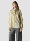 Le Comte Pinstripe with Tie Neck Detail Blouse, Yellow Multi