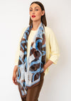 Le Comte Floral with Text Scarf, Brown Multi
