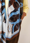 Le Comte Floral with Text Scarf, Brown Multi