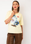 Le Comte Floral Graphic with Magazine Print T-Shirt, Yellow