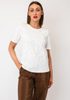 Le Comte Floral 3D Print with Text T-Shirt, White