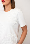 Le Comte Floral 3D Print with Text T-Shirt, White