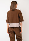 Le Comte Blouse Detail Crewneck Jumper, Brown