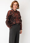 Le Comte Graphic Print with Frill Detail Blouse, Brown