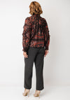 Le Comte Graphic Print with Frill Detail Blouse, Brown