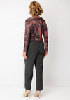 Le Comte Graphic Print Mesh Top, Brown Multi