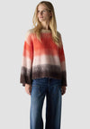 Le Comte Fluffy Knit Colour Block Jumper, Orange