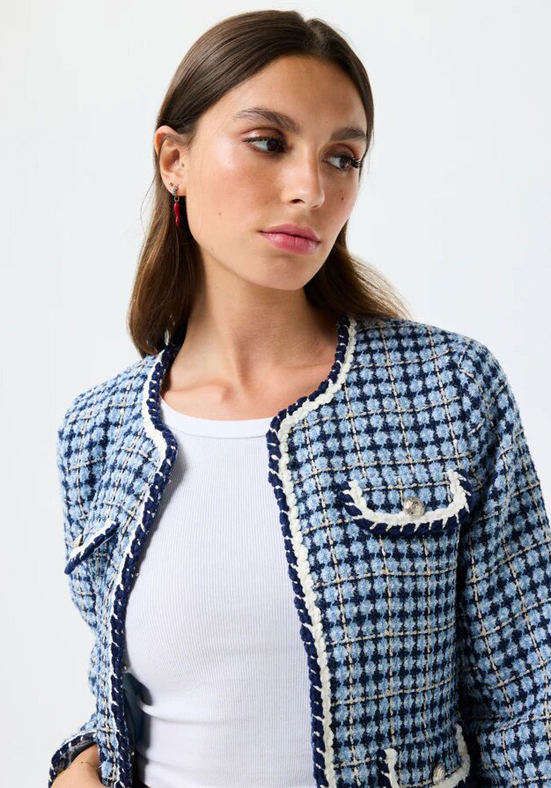 Leo & Ugo Jackie Tweed Jacket, Blue
