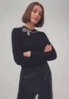 Leo & Ugo Embellished Bow Jumper, Black