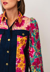 Leo & Ugo Floral Print and Denim Detail Jacket, Multi-Coloured