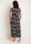 Leo & Ugo Abstract Print Pleated Satin Midi Dress, Black