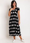Leo & Ugo Polka Dot Pleated Midi Dress, Black & White