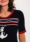 Leo & Ugo Boat Anchor Knit Top, Navy