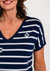 Leo & Ugo Sequin Detail Striped Top, Navy & White