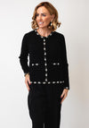 Leo & Ugo Embellished Pearl Trim Cardigan, Black