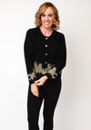 Leo & Ugo Woven Gold Detail Cardigan, Black