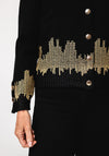 Leo & Ugo Woven Gold Detail Cardigan, Black