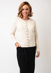 Leo & Ugo Wave Trim Detail Gold Hardware Cardigan, Ivory