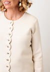 Leo & Ugo Wave Trim Detail Gold Hardware Cardigan, Ivory