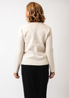 Leo & Ugo Wave Trim Detail Gold Hardware Cardigan, Ivory