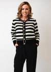 Leo & Ugo Textured Stripe Cardigan, Black/Off White