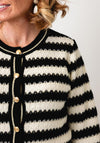 Leo & Ugo Textured Stripe Cardigan, Black/Off White