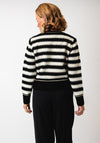 Leo & Ugo Textured Stripe Cardigan, Black/Off White