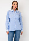 Leo & Ugo Striped with Embellished Detail Shirt, Blue Multi