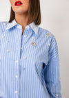 Leo & Ugo Striped with Embellished Detail Shirt, Blue Multi