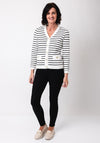 Leo & Ugo Striped Buttoned Cardigan, White and Black