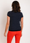 Leo & Ugo Pearl Button Striped Twin Set, navy