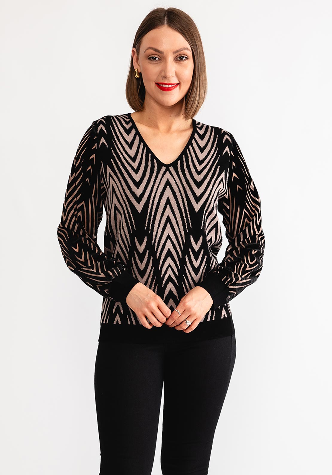 Leo and Ugo V-neck Sage Sweater with Gold Shell Detail Sweater main image 1