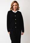 Leo & Ugo Ruffle High Neck Cardigan, Black