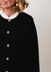 Leo & Ugo Ruffle High Neck Cardigan, Black
