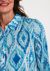 Leo & Ugo Ogee Print Plisse Stretch Blouse, Blouse