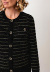 Leo & Ugo Textured Gold Striped Cardigan, Black