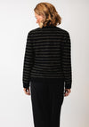 Leo & Ugo Textured Gold Striped Cardigan, Black