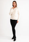 Leo and Ugo Pearl Embellished Bow Detail Cardigan, Cream