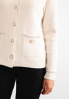 Leo and Ugo Pearl Embellished Bow Detail Cardigan, Cream