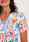 Leo & Ugo Multi Print Embellished Top, White