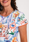 Leo & Ugo Multi Print Embellished Top, White