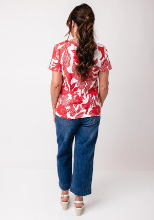 Leo & Ugo Jungle Print Glitter T Shirt, Red and White