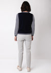 Leo & Ugo Knit Cardigan and Sweater Twinset, Navy and White